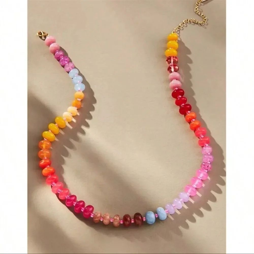 bohemian rainbow beaded necklace A406